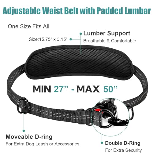 Hands Free Dog Leash with Pouch, Crossbody & Waist Leash for Dog Walking, No Pull Heavy Duty Bungee, Padded Handles & Reflective for Large Medium Dogs, Black Blue - size: 1 Leash