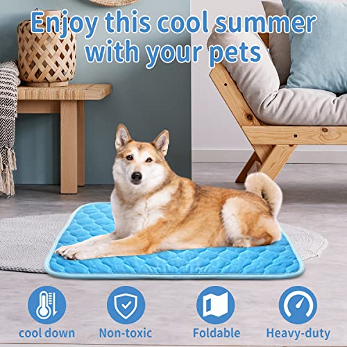Dog Cooling Mat Non-Toxic Self Cooling Pad for Dogs Cats in Hot Summer Cool Pad Washable & Easy Clean - color: BLUE, size: XL 47x29in