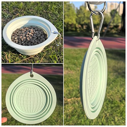 Portable Collapsible Pet Bowl - Food Grade TPR/Silicone, Foldable Dog Cat Travel Bowl with Carabiner for Hiking Camping, Easy Clean & Lightweight (Green) - color: Green