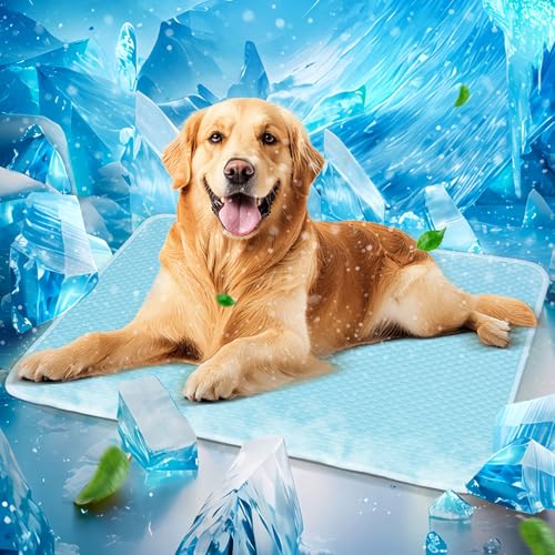 Mora Pets Dog Cooling Mat Instant Self Cooling Pad for Dogs & Cats Breathable Washable Summer Pet Cool Mat Indoor Outdoor, Puppy Cold Blanket for Floor Crate Car Travel Use Medium 36'' x 27'' Blue - color: Light Blue, size: 36'' x 24'' (Medium)