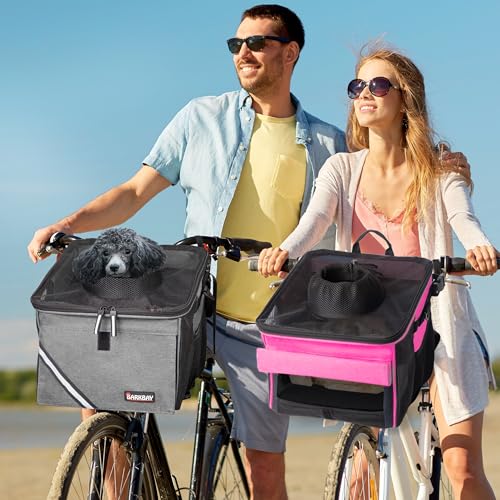 Pet Carrier Bicycle Basket Bag Pet Carrier/Booster Backpack for Dogs and Cats with Big Side Pockets,Comfy & Padded Shoulder Strap,Travel with Your Pet Safety（Titanium） - color: Titanium