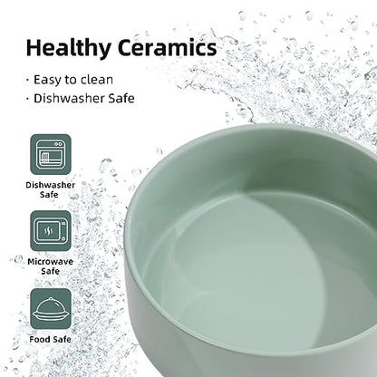 Havniva 7.3inch Ceramic Dog Bowls Dog Food Bowl for Medium Breed Dog Food and Water Bowl Non-Slip Dog Dish Large Capacity Feeding Pet Water Bowl - color: 1 Bowl - Light Green, size: 7.3inch