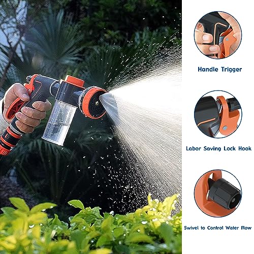 Dog Shower Attachment with Soap Dispenser, Upgraded Dog Wash Hose Attachment for Pet Bathing, High Pressure Foam Sprayer with 10 Spray Modes and Grooming Brush