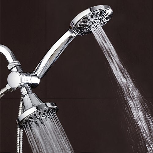 AquaDance Total Chrome Premium High Pressure 48-setting 3-Way Combo for The Best of Both Worlds – Enjoy Luxurious 6-setting Rain Shower Head and 6-Setting Hand Held Shower Separately or Together - color: Chrome