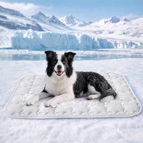 Luciphia Premium Dog Cooling Mat Non-Slip Q-MAX>0.5 Self-Cooling Pad for Large Pet Indoor Portable Kennel Puppy Bed for Couch Summer Crate Pad for Dog Washable Light Grey 40x60 inches - color: Light Grey, size: 40x60 inches
