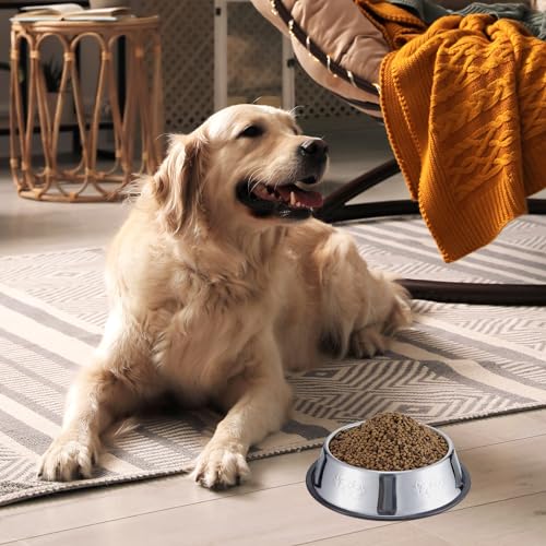 Tanlade 8 Pack Stainless Steel Dog Bowls Metal with Rubber Base Non-Slip Pets Puppy Cats Feeding Food and Water Bowls Dishwasher-Safe for Indoor Small Medium Large Dogs Cats Kitten Rabbit(18.6 oz) - size: 18.6 oz