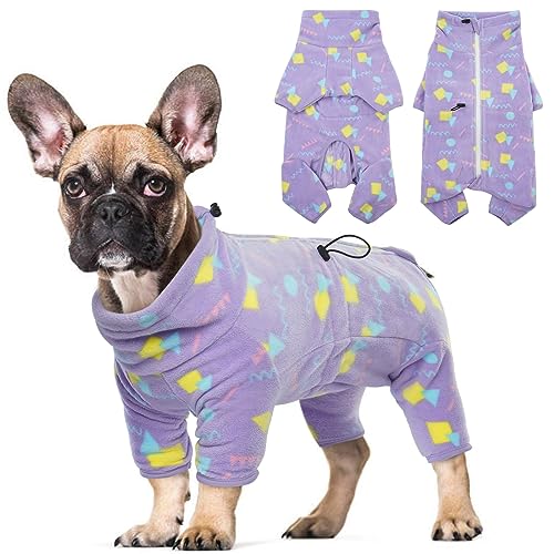 ROZKITCH Dog Jacket with Sleeves, Pet Windproof Warm Cold Weather Jacket Vest with Luminous Zipper, Jumpsuit Apparel Outfit Clothes for Small Medium Large Dog Geometry XS - color: Purple-geometry, size: XS