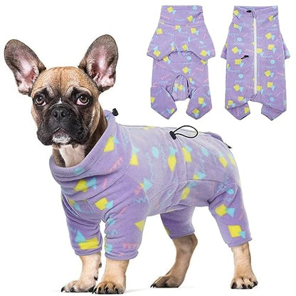 ROZKITCH Dog Jacket with Sleeves, Pet Windproof Warm Cold Weather Jacket Vest with Luminous Zipper, Jumpsuit Apparel Outfit Clothes for Small Medium Large Dog Geometry XS - color: Purple-geometry, size: XS