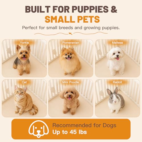 Dog Play Pen Indoors, 8-Panel Puppy Playpen with Door, 25.6" Tall Plastic Dog Fence for Dogs, Easy Assembly Pet Playpen for Puppies, Cats, Rabbits, Indoor Dog Pen Off White - size: Off White-8 Panels