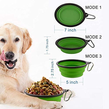 Guardians Large Collapsible Dog Bowls, 34oz Travel Water Food Bowls Portable Foldable Collapse Dishes with Carabiner Clip, 2 Pack (Green+Red) - color: 34oz-Green&Red