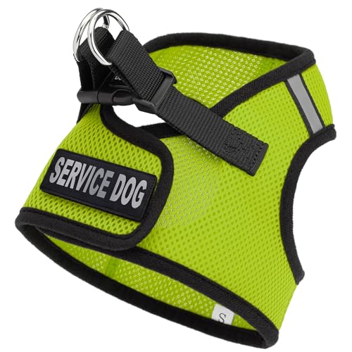 Dogline Boston Step in Mesh Dog Harness with Service Dog Patch No Choke Pet Vest Soft Gentle Padded Chest Halter for Puppies Small Medium and Large Dogs 16 to 18 inches Girth Lime Green - color: Lime Green, size: Girth 16 to 18"
