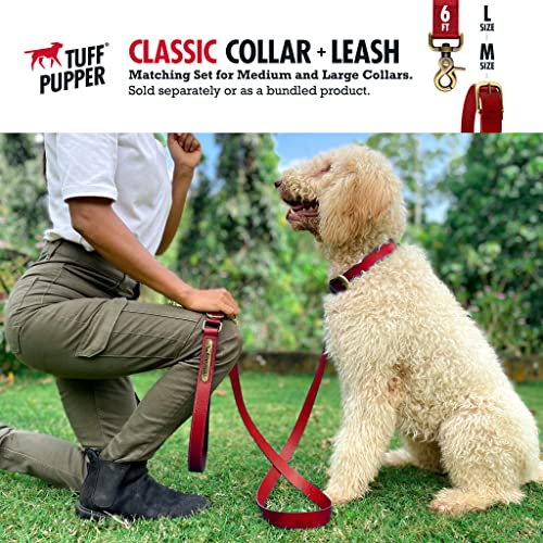 Tuff Pupper Classic Heavy Duty Dog Collar | 10x Stronger Than Leather | 100% Waterproof & Odor Proof Dog Collar | Tough Rust-Proof All Metal Hardware - color: Crimson Red