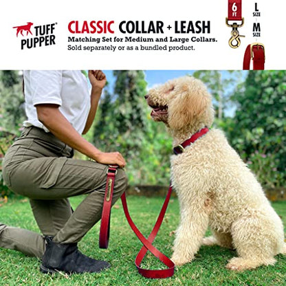 Tuff Pupper Classic Heavy Duty Dog Collar | 10x Stronger Than Leather | 100% Waterproof & Odor Proof Dog Collar | Tough Rust-Proof All Metal Hardware - color: Crimson Red