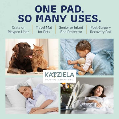 Katziela Quick-Drying Washable Pee Pads for Dogs Waterproof Reusable Puppy Pads with Hook & Loop Corners for Pet Potty Training, Daycare -Machine Washable Dog Pee Pad (48x48, 2, 2 Pack) - size: 48x48