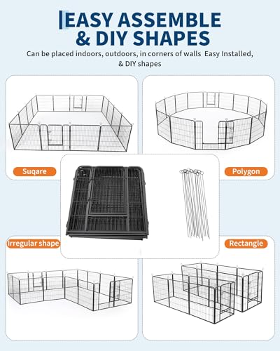 24 Inch 16 Panels Dog Playpen, Heavy Duty Metal Pet Exercise Pen with Secure Gate, Foldable Portable Dog Fence, Anti-Rust Metal Puppy Playpen for Large Small Dogs, Outdoor Yard RV Camping & Indoor Use - size: 32"x24"- 16 pcs