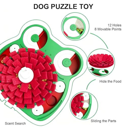 Dog Puzzle Toys, 3-in-1 Dog Training Puzzles with Lick Mat and Slow Food, Stress Relief Interactive Dog Toy for Feeding Keeping Them Busy (Green)