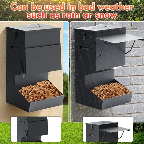 Willinglong 2 Pcs Automatic Dog Feeder with Lid 25 Lbs Capacity Outdoor Dog Feeder Hanging Self Feeding Pet Food Dispenser Pet Food Feeders for Large Dogs Large Breed - size: 25 Lbs Capacity