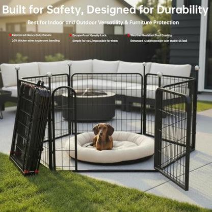 Puppy Playpen Indoor/Outdoor,24'' Portable Dog Playpen with Easy-Carry Straps,6 Panels Dog Pen Play Pen for Small Dogs,Rustproof Pet Playpen for Camping RV Yard(with One Door) - size: 24'' High