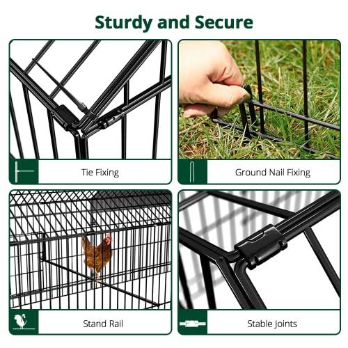 PawGiant Chicken Coop, 86"x40"x40" Chicken Run Pen for Yard with Cover Outdoor Metal Portable Chicken Tractor Cage Enclosure Crate Outside for Small Animals Duck Rabbit Hen - size: 86.0"L x 40.0"W x 38.5"H