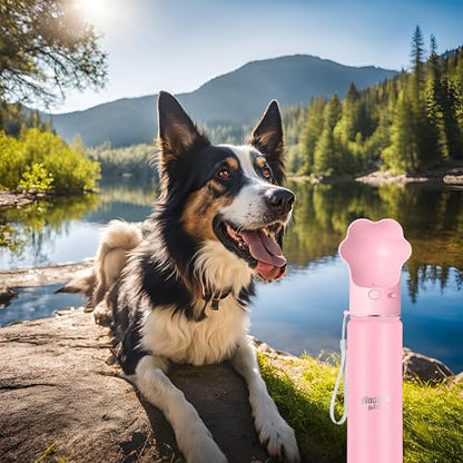 Stainless Steel Dog Travel Water Bottle, Vacuum Insulated Portable Dog Water Dispenser, Drink Cup and Snack Container On The Go, Outdoor Walking, Hiking, Travel (Pink, 22oz) - color: Pink
