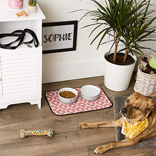 Bone Dry Machine Washable, Ultra Absorbent Pet Mat, 12x18, Rose/Off-White Lattice - color: Rose/Off-White Lattice, size: 12"L x 18"W