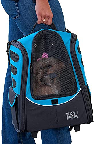 Pet Gear I-GO2 Roller Backpack, Travel Carrier, Car Seat for Cats/Dogs, Mesh Ventilation, Included Tether, Telescoping Handle, Storage Pouch, 2 Models, Available 12 Colors