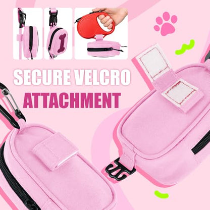 Dog Poop Bag Holder for Various Leashes,Hands Free Dog Bags Holder with Hook loop/Carabiner Clip,Bags Rolls Holder-Large Capacity,Dogs Walking,EXCLUDED - color: Pink