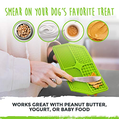 Mighty Paw Dog Lick Pad - BPA-Free Silicone Mat - Anxiety Relief, Dental Health Support, Easy Grooming, Slow Feeding, Dishwasher Safe - color: Green