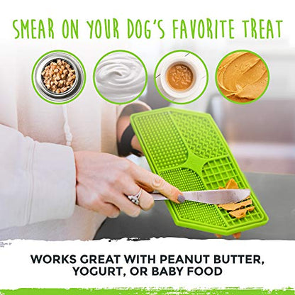 Mighty Paw Dog Lick Pad - BPA-Free Silicone Mat - Anxiety Relief, Dental Health Support, Easy Grooming, Slow Feeding, Dishwasher Safe - color: Green