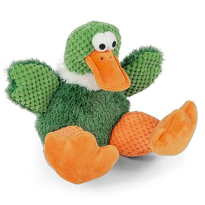 goDog Checkers Sitting Duck Squeaky Plush Dog Toy, Chew Guard Technology - Green, Large - color: Sitting Duck (Green), size: Large