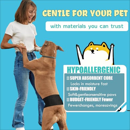 LeapSheep Dog Diaper Liners Pee Pads for Male and Female Dogs, Dog Period Pads, Super Soft Absorbtion Dog Booster Pads Fits Belly Bands, Wraps and Washable Doggy Diapers Female (M, 20) - size: Medium