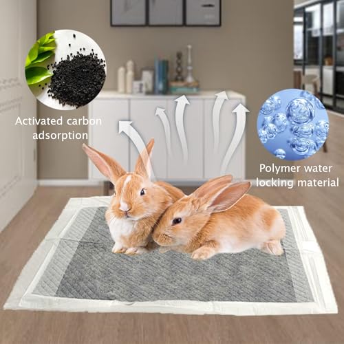 kathson 100 Piece Rabbit Pee Pads,Disposable Pet Pees Pad,Cage Black Carbon Liner,Super Absorbent Leak Proof Cushion Reduce Odor Bunny Training Accessories for Puppy Kitten Hamsters Hedgehog(S) - size: 17.7" x 13.0" / 100PCS