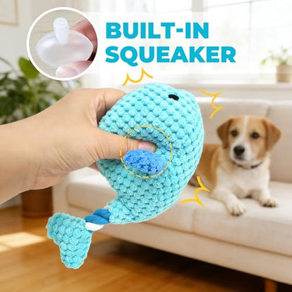Prime Pets 5 Pack Squeaky Dog Toys, Plush Crinkle Dog Toys for Small Medium Dogs, Stuffed Tough Puppy Chew Toy to Keep Them Busy, Interactive Pet Toy