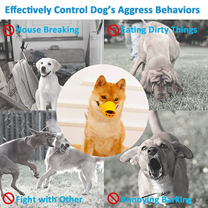 LUCKYPAW Dog Muzzle, Soft Duck Silicone Mouth Cover with Adjustable Strap for Small Medium Dogs, Best to Prevent Barking, Biting, and Chewing(Yellow,XL) - color: Yellow, size: XL