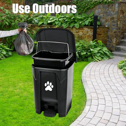 Outdoor Dog Poop Trash Can, Dog Waste Trash Can for Backyard Garden Home with Lid, Removable Inner Bin, Green Waste Bag, Black Fully Assembled - color: Black-Green Bag