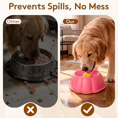 Dog Lick Bowl Ball Slow Feeder, Licking Bowl for Liquid Treat with Rolling Spin Sphere Roller Licker, Non-Slip 4/5 Cup Slow Feeder Bowl for Dietary Supplement/Post-op Nutrition (Pink) - color: Pink