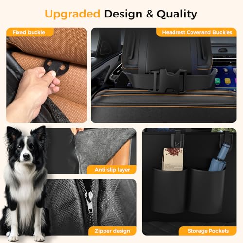 Dog Car Seat Cover for Back Seat,100% Waterproof Scratch Proof Nonslip Seat Cover,600D Heavy Duty Scratch Soft Dog Hammock for Car for Cars Trucks and SUVs Black