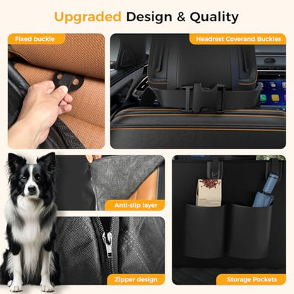 Dog Car Seat Cover for Back Seat,100% Waterproof Scratch Proof Nonslip Seat Cover,600D Heavy Duty Scratch Soft Dog Hammock for Car for Cars Trucks and SUVs Black