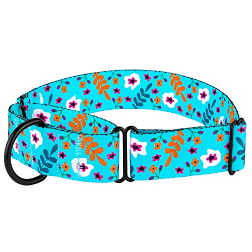 CollarDirect Martingale Dog Collar Heavy Duty Nylon Slip Collars for Small Medium Large Dogs [Nylon, Patterned, Navy Blue, L, 15"-20"] - color: Navy Blue, size: Large (Neck Size 15"-20")