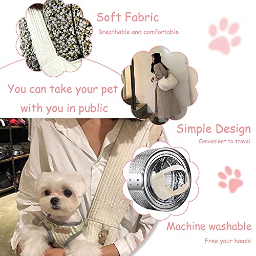 NATUYA Small Dog Carrier Sling Cat Sling,Adjustable Strap Hand Free Pet Puppy for Outdoor Traveling Subway (White, Canvas) - color: white