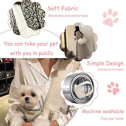 NATUYA Small Dog Carrier Sling Dog Sling Carrier for Small Dogs Puppies Cats, Big Pouch Safety Leash Pet Sling Carrier for Walking Outdoor Travel (Pink, Canvas) - color: Pink