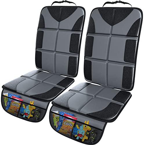 Gimars Car Seat Protectors, 2 Pack XL 5-Layer Thickest EPE Waterproof Protectors with 600D Fabric, Nonslip Backing, Storage Pockets for SUV, Sedan, Truck, Leather Seats (Gray) - color: Gray