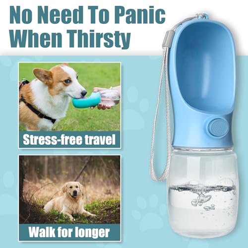 Bestac Pet Travel Water Bottle - Portable Dog&Cat Water Cup, One-Hand Operation, Lightweight & Leak-Proof, BPA-Free, Compatible with Most Gear, Ideal for Walking, Camping & Travel (Blue, 350ml) - size: 350ml