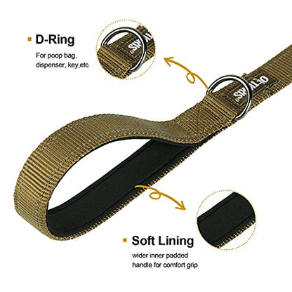 OneTigris Handled No-Pull Dog Walking Leash Long Traffic Leads for Medium to Large Dogs (Brown, 6FT) - color: Brown, size: 6FT