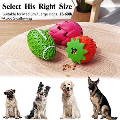 MewaJump Dog Chew Toy3 Pack Toys for Aggressive Chewers Tough Rubber Dog Toy Puzzle Pet Toys Large Breed, Puppy Teething Chew Toys Interactive Durable Toy for Medium and Large Breed - color: colorful fruit set