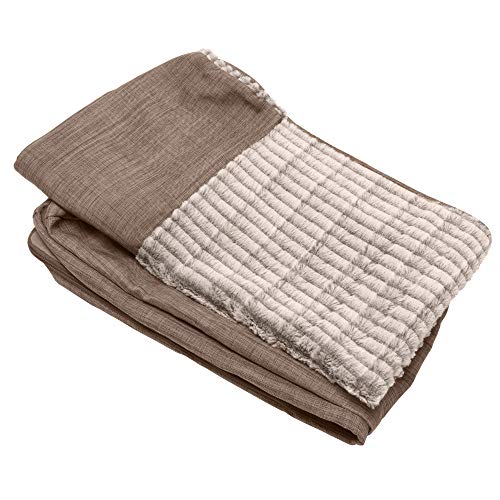 Furhaven Replacement Dog Bed Cover Luxe Faux Fur & Performance Linen Sofa-Style, Machine Washable - Woodsmoke, Jumbo (X-Large) - color: Woodsmoke, size: Jumbo