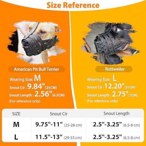 Mayerzon Pitbull Muzzle for Large Medium Sized Dogs to Prevent Biting Scavenging, Basket Muzzle for Rottweiler Staffordshire Terrier in Grooming Training, Allow to Pant Drink, Lightweight and Sturdy - size: M [Snout Cir: 9.75"-11"]