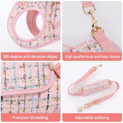 Wakytu Dog Lift Harness Dog Carrier Sling for Small Dogs & Cats,S | stylish puppy sling carrier with handle & pocket,adjustable leash,walking & travel - color: 2.0 Pink, size: Small(4-8 LBS)