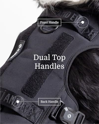 MagEase Dog Harness - 3-Second Magnetic Buckles, 3-Point No-Pull Control, Heavy-Duty 900D Nylon, Dual Safety Handles, Breathable Mesh,Adjustable Fit, Black, Large - color: Black, size: L