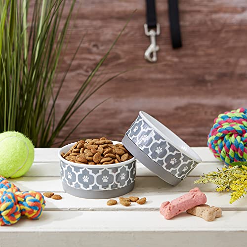 Bone Dry Lattice Collection Pet Bowl & Canister, Small Set, 4.25x2", Gray, 2 Count - color: Gray, size: Small Set, 4.25x2"